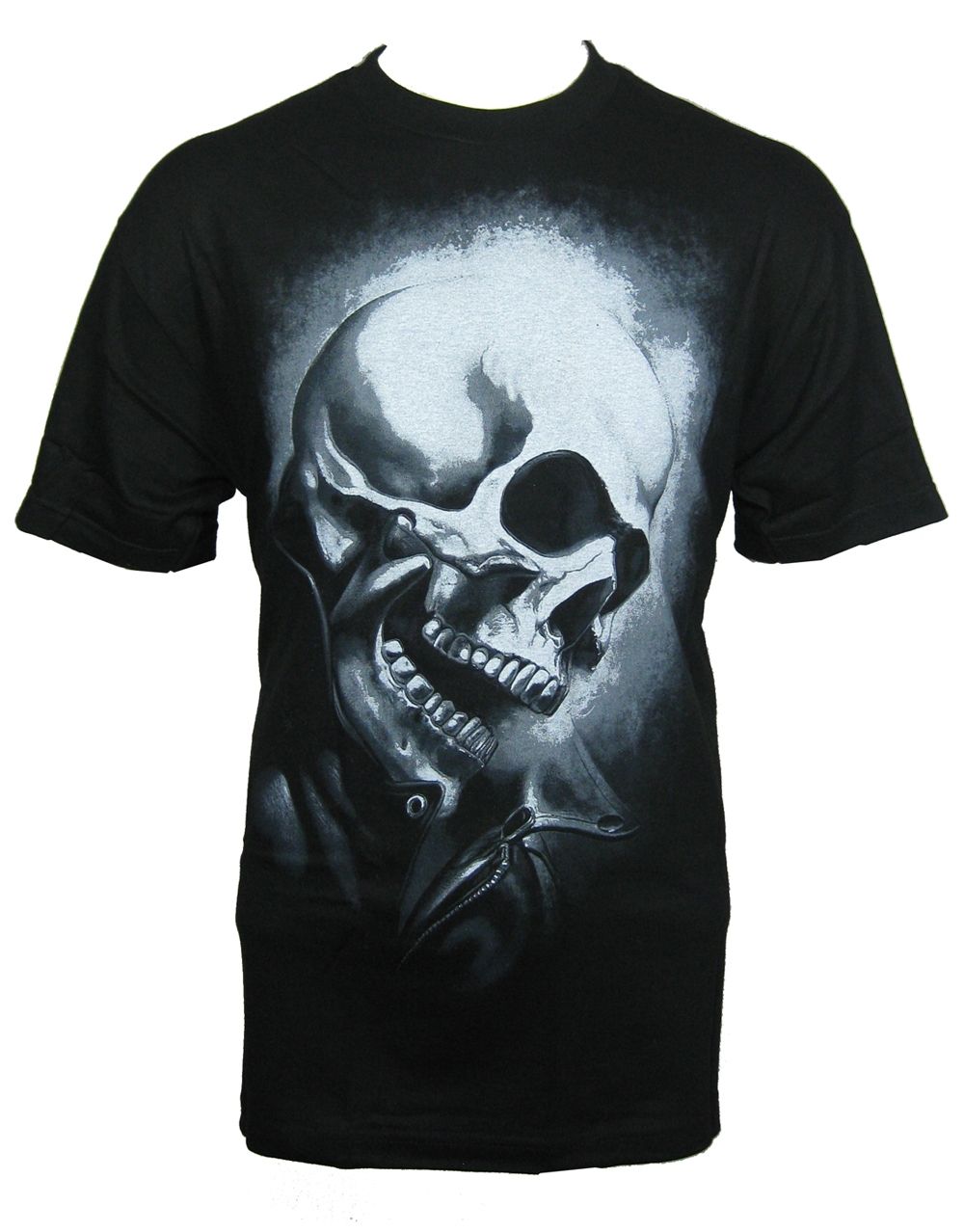 Ghost Rider muerte graphic on a black adult t-shirt.