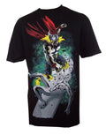 Thor Silver Surfer v Thor Marvel zombies graphic on a black adult t-shirt.
