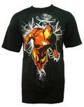 Iron Man artistic graphic on a black adult t-shirt.