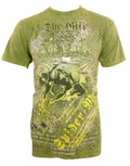 Spider-Man gift and curse graphic on a green adult t-shirt.