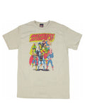 Marvel Avengers assemble graphic on a grey adult t-shirt.
