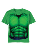 Hulk smash costume graphic on a green adult t-shirt.