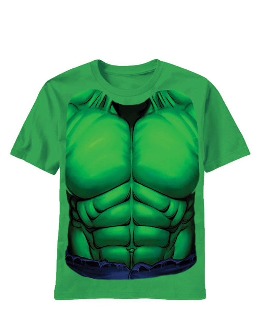 Hulk smash costume graphic on a green adult t-shirt.