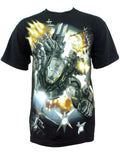 Iron Man full metal jacket graphic on a black adult t-shirt.