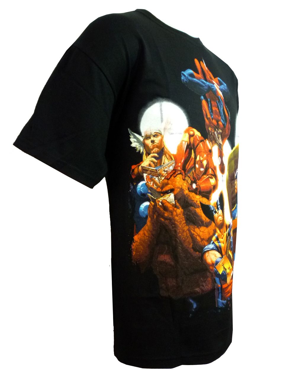 Marvel Avengers comics geeks comic con exclusive graphic on a black adult t-shirt.