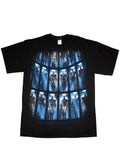 Iron Man the hall graphic on a black adult t-shirt.