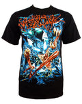 Spider-Man venom wild face graphic on a black adult t-shirt.