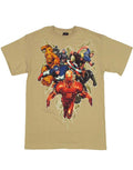 Marvel Avengers wing ding graphic on a beige adult t-shirt.