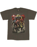 Marvel Avengers lighting storm graphic on a grey adult t-shirt.
