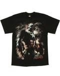 Captain America world war graphic on a black adult t-shirt.