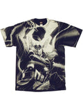 Thor thoranado graphic on a navy blue adult t-shirt.