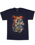 Marvel Avengers bring on the best graphic on a black adult t-shirt.