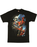 Marvel Avengers marvel crew captain graphic on a black adult t-shirt.