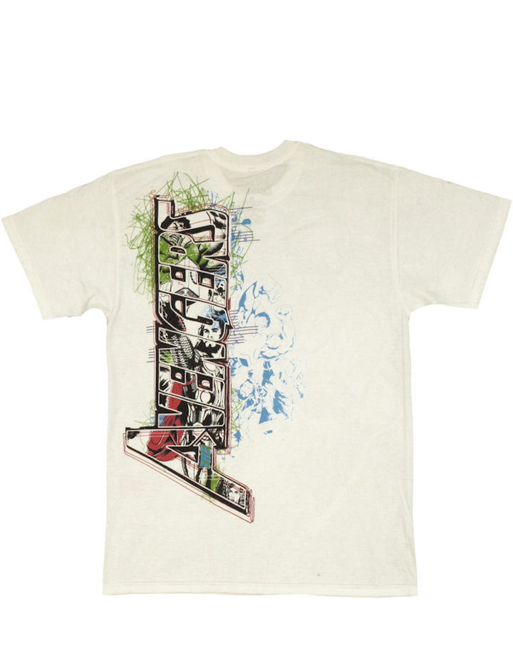 Marvel Avengers assemble able and ready graphic on a white adult t-shirt.