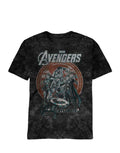 Marvel Avengers assemble seal black mineral wash graphic on a black adult t-shirt.