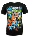 Marvel Avengers unleashed graphic on a black adult t-shirt.
