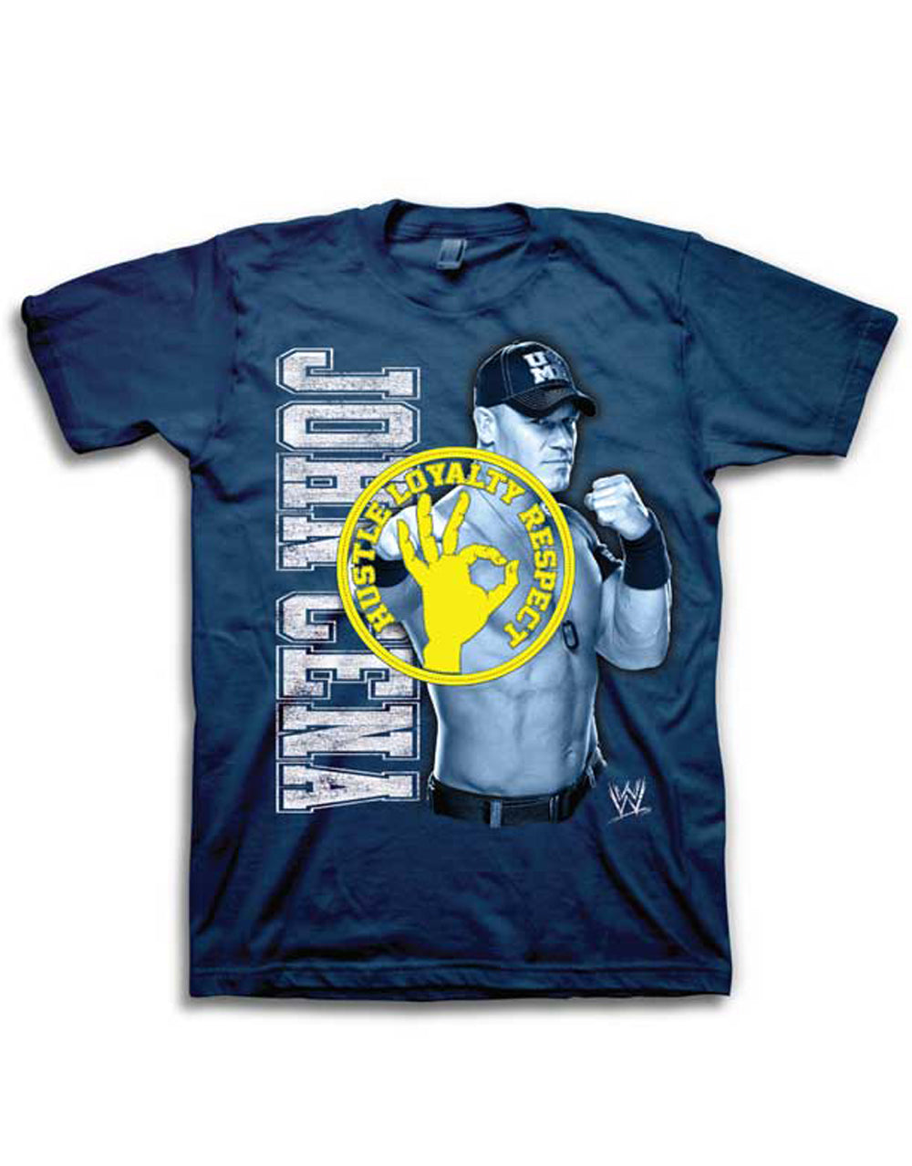 Official WWE John Cena Hustle Loyalty Respect navy T-shirt - licensed wrestling merchandise