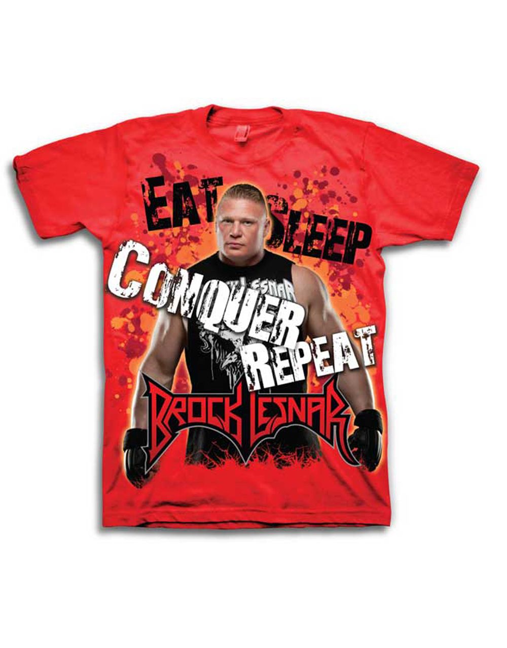 Official WWE Brock Lesnar Eat Sleep red T-shirt - licensed wrestling merchandise