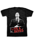 Official WWE Vince McMahon Like A Boss black T-shirt - licensed wrestling apparel