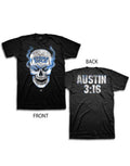 WWE T-Shirt, Adult Stone Cold Steve Austin Skull 3:16 Black
