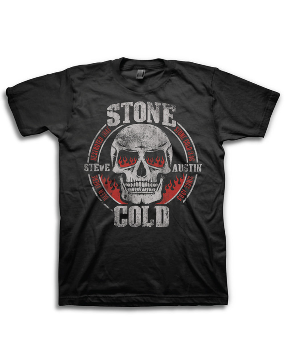 Official WWE Stone Cold Steve Austin Skull black T-shirt - licensed wrestling merchandise