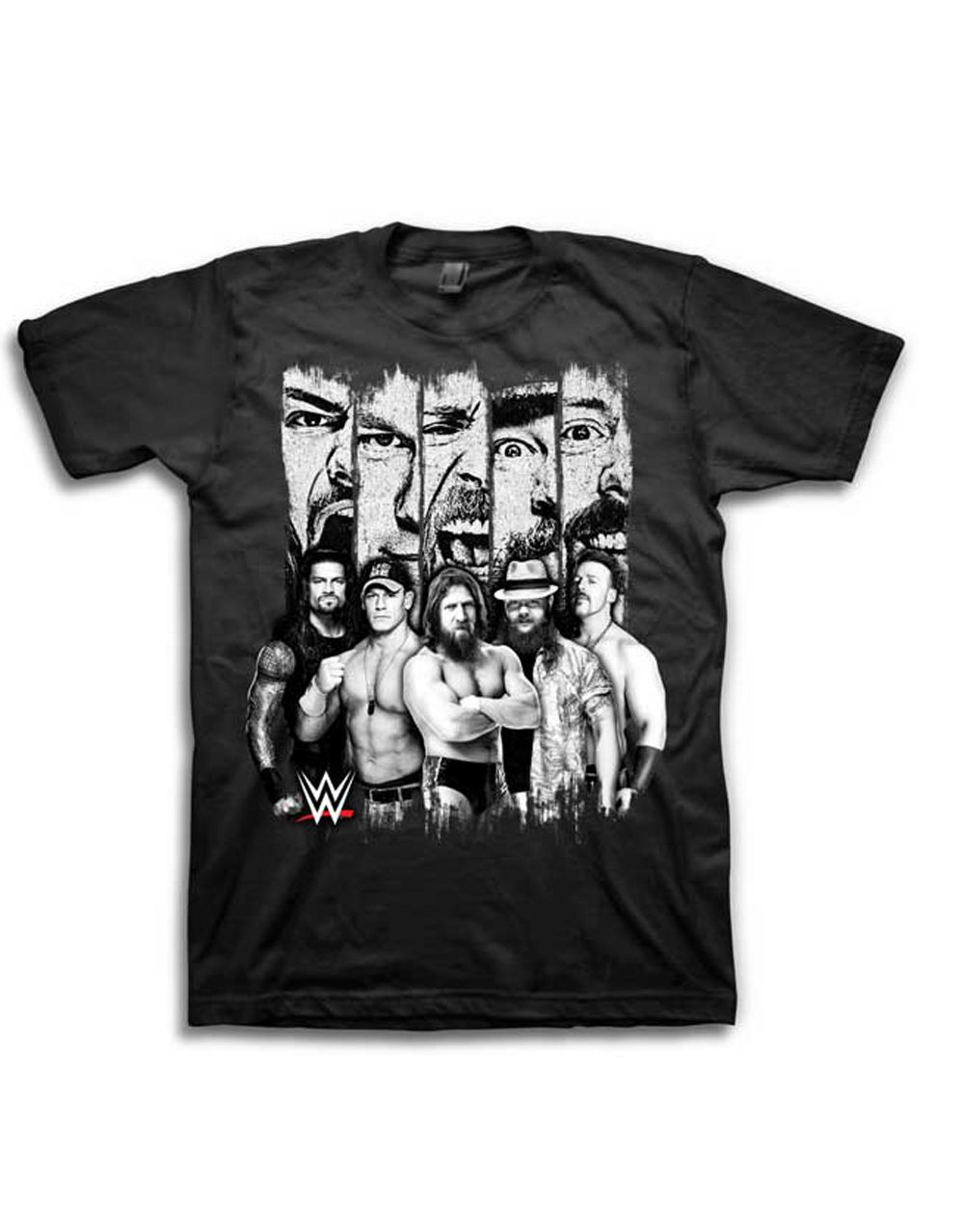 Official WWE Faces black T-shirt - licensed wrestling apparel