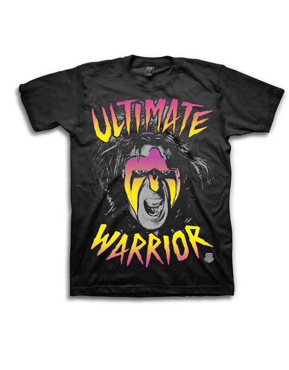 Official WWE Neon Ultimate Warrior black T-shirt - licensed wrestling merchandise