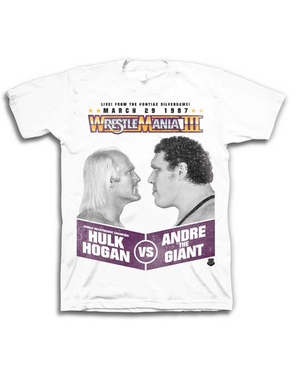 Official WWE Wrestlemania 3 white T-shirt - licensed wrestling merchandise