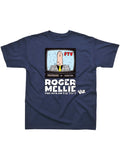 Viz Roger Mellie graphic on a navy blue adult t-shirt.