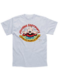 Viz Johnny Fartpants graphic on a grey adult t-shirt.