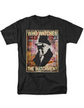Rorschach who watches graphic on a black adult t-shirt.