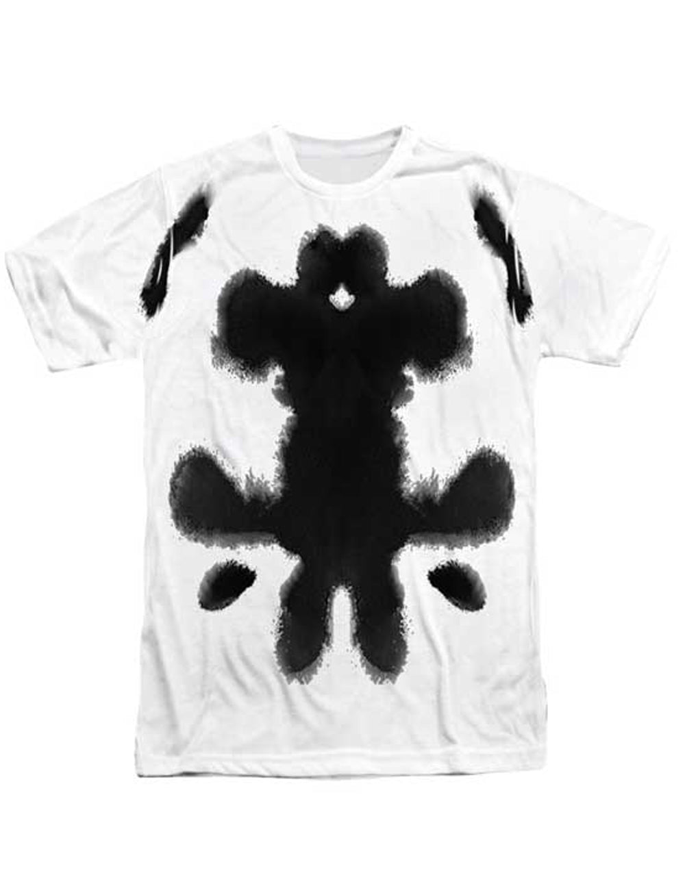 Rorschach big inkblot graphic on a white adult t-shirt.