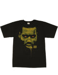 The Walking Dead bloody lip red eye graphic on a black adult t-shirt.
