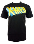 X-Men name graphic on a black adult t-shirt.