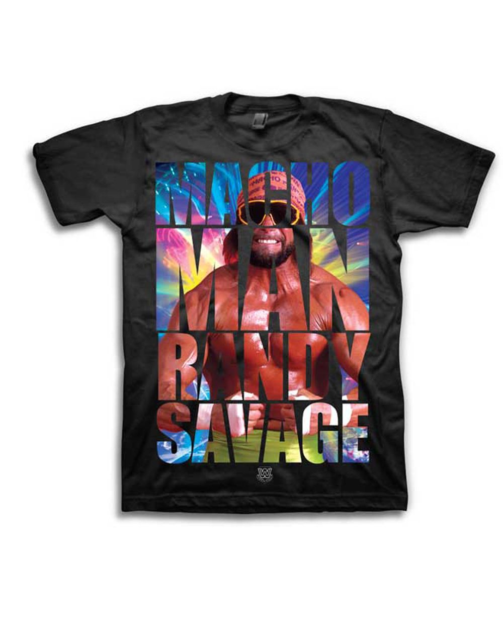 Official WWE Neon Macho Man Randy Savage black T-shirt - licensed wrestling merchandise