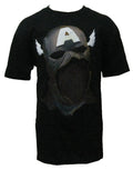 Captain America Marvel zombies cap mask graphic on a black adult t-shirt.