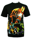 Marvel zombies army attack graphic on a black adult t-shirt.