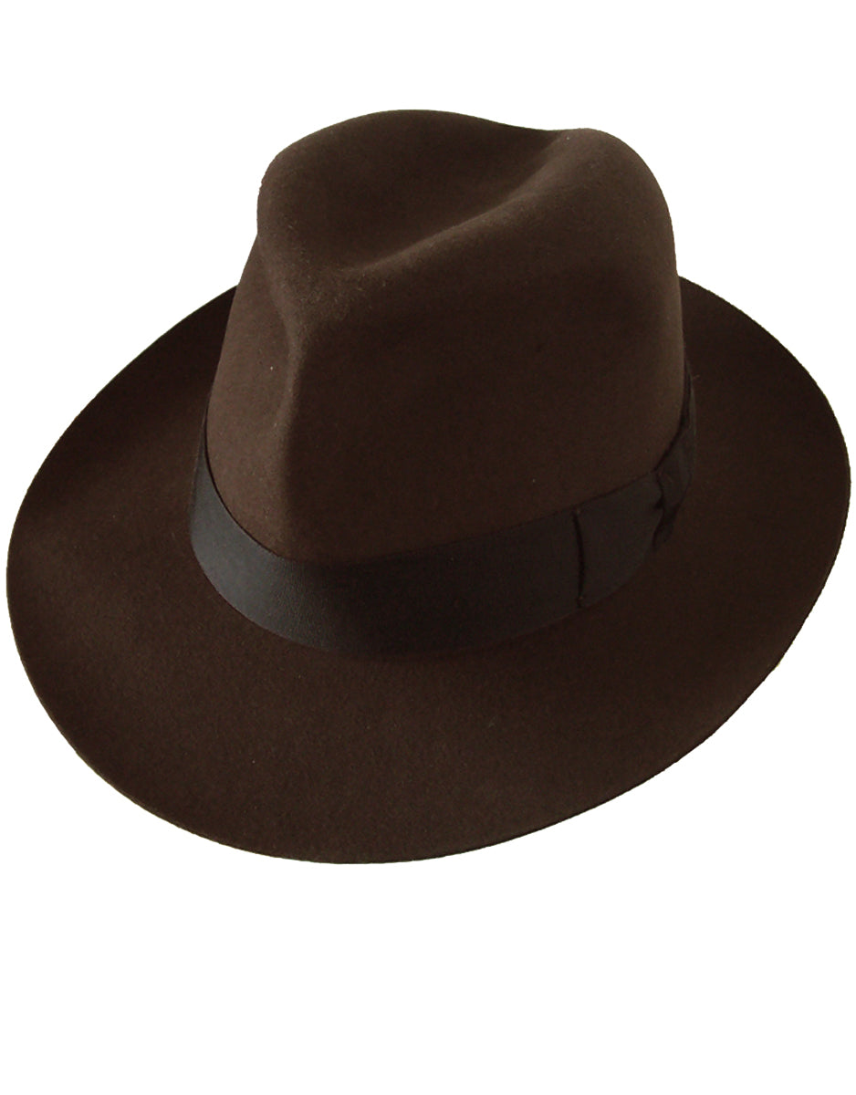 Indy Adventurer Archaeologist Men's Wool Felt Sable Brown Fedora Hat 58cm