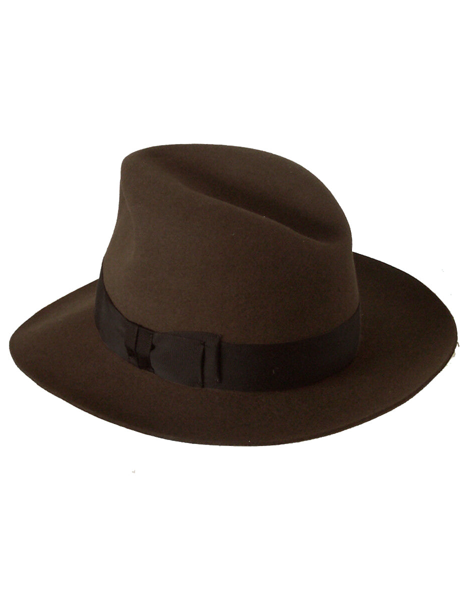 Indy Adventurer Archaeologist Men's Wool Felt Sable Brown Fedora Hat 58cm