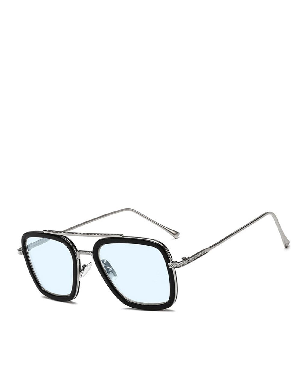 Stark/Parker EDITH Style Sunglasses Silver Frame/Light Blue Lens