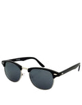 Bueller Style Sunglasses, Black & Silver Frame / Smoke Lens