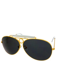 Top Gun Iceman Kilmer Style Aviator Sunglasses, Gold Frame / Smoke Lens