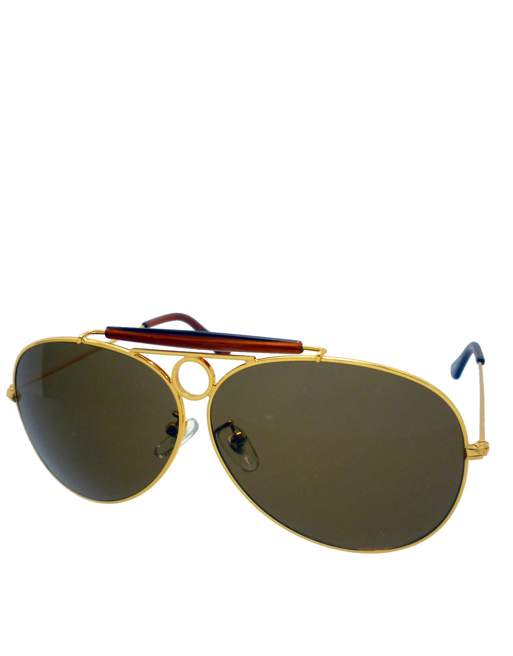 Magnum T.Selleck Style Aviator Sunglasses, Gold Frame / Brown Lens