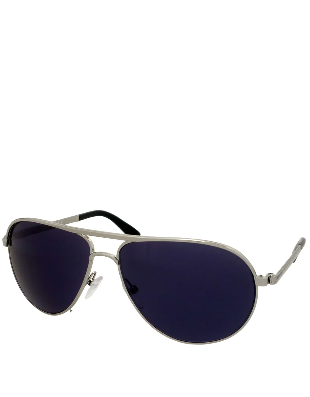 Sky Secret Agent Style Sunglasses, Silver Frame / Blue Mirror Lens