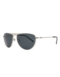 Solace Style Aviator Sunglasses, Silver Frame / Blue Smoke Mirror Lens