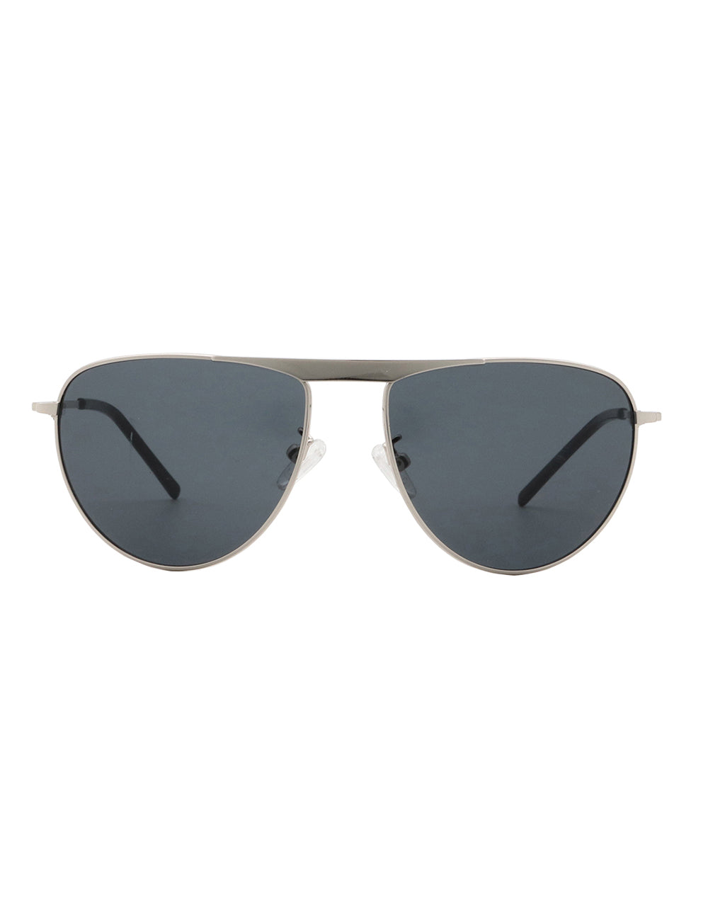 Solace Style Aviator Sunglasses, Silver Frame / Blue Smoke Mirror Lens