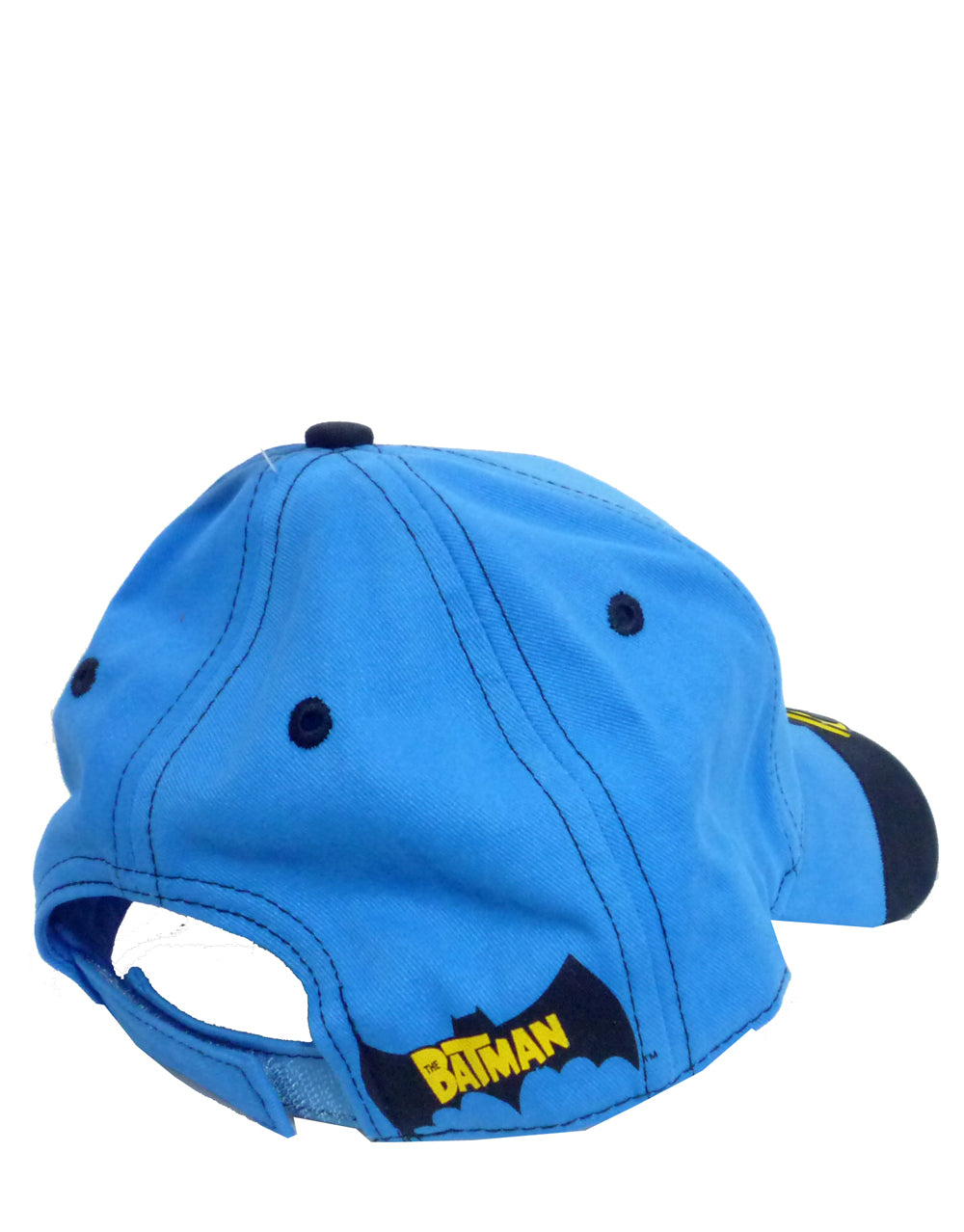Batman toon graphic on a blue adult cap.