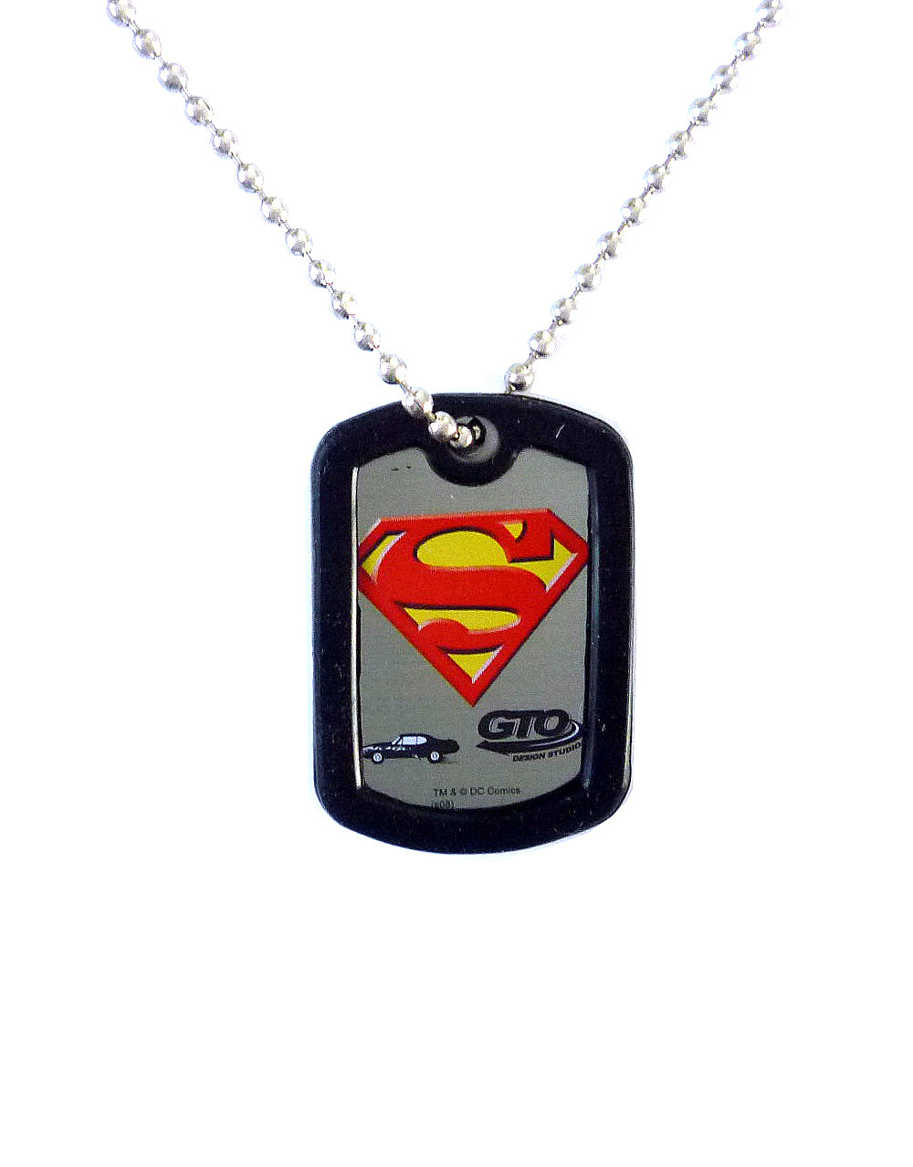 Superman logo dog tag necklace.