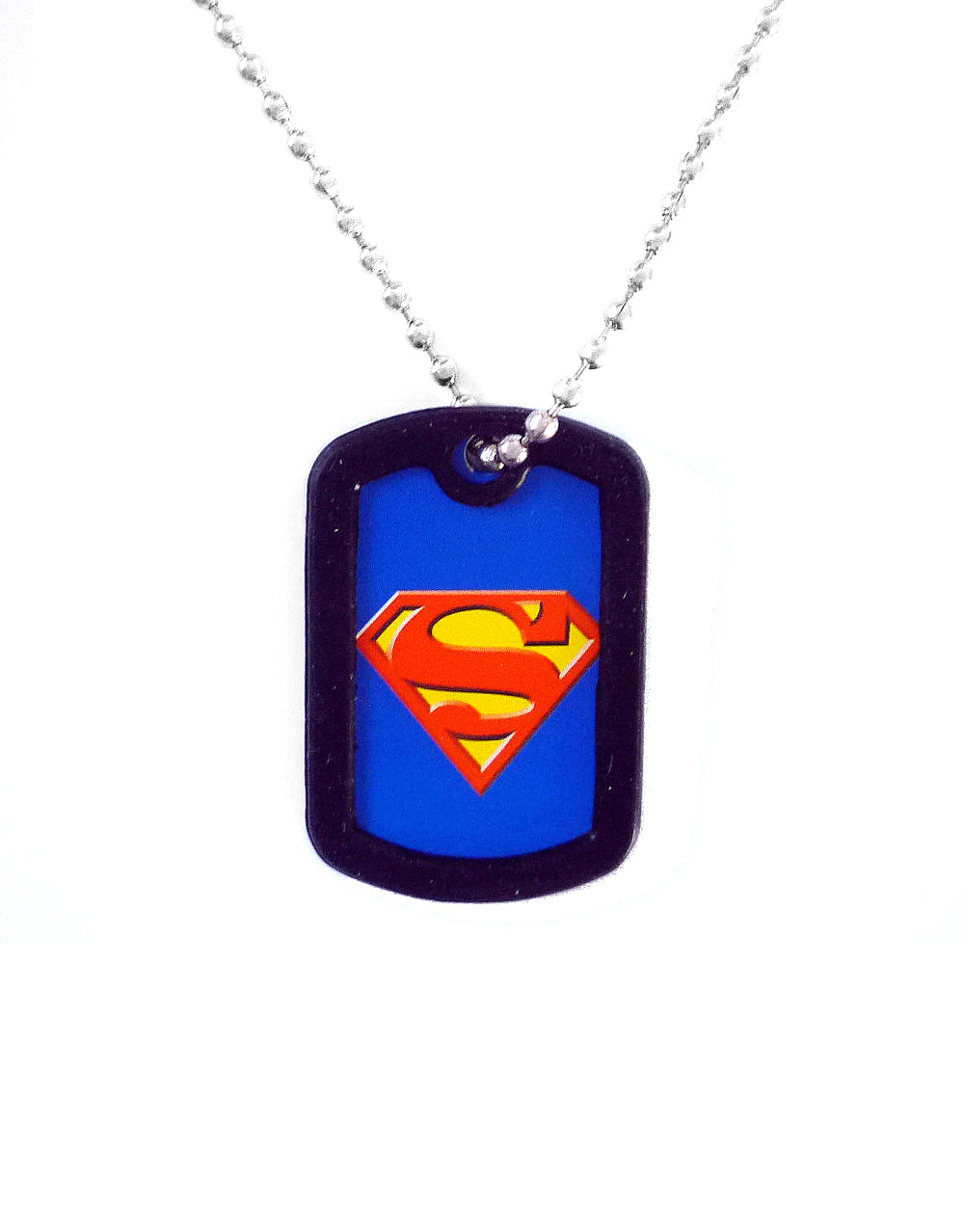 Superman logo dog tag necklace.