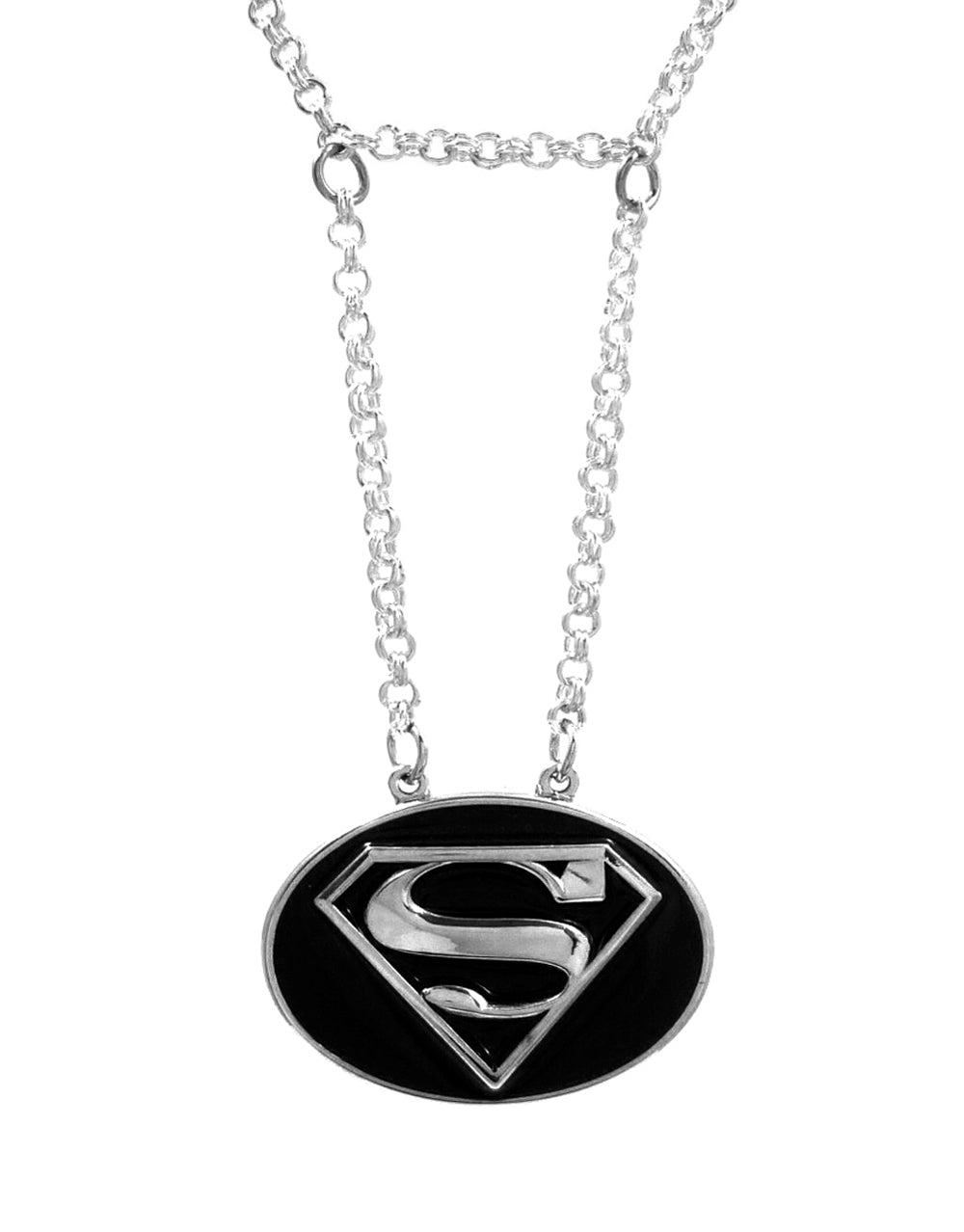 Superman symbol oval necklace.